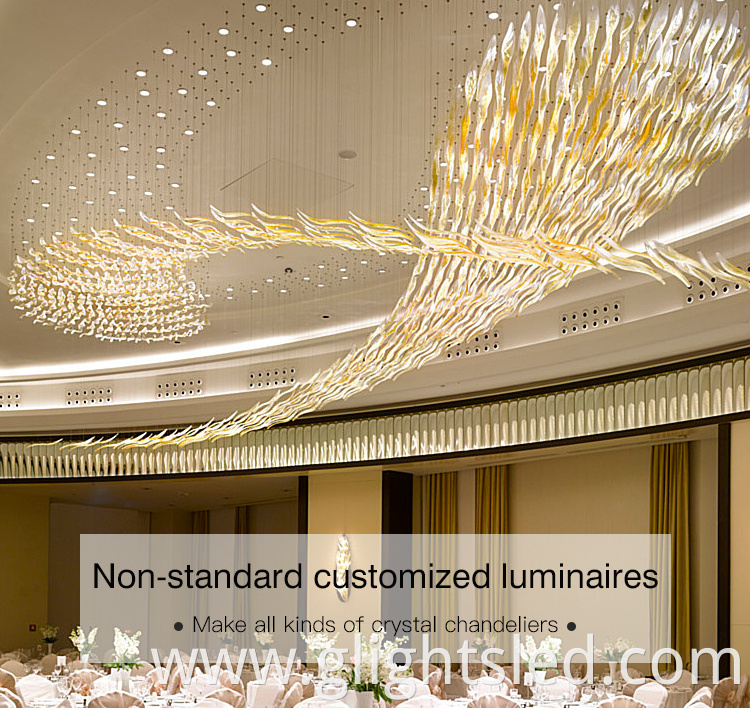 Shopping mall luxury interior decoration customized glass chandelier light